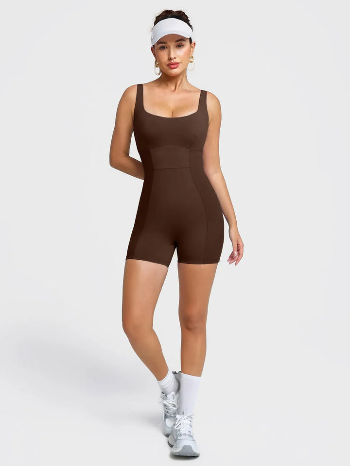 Square Neck Tummy Control Strappy Romper