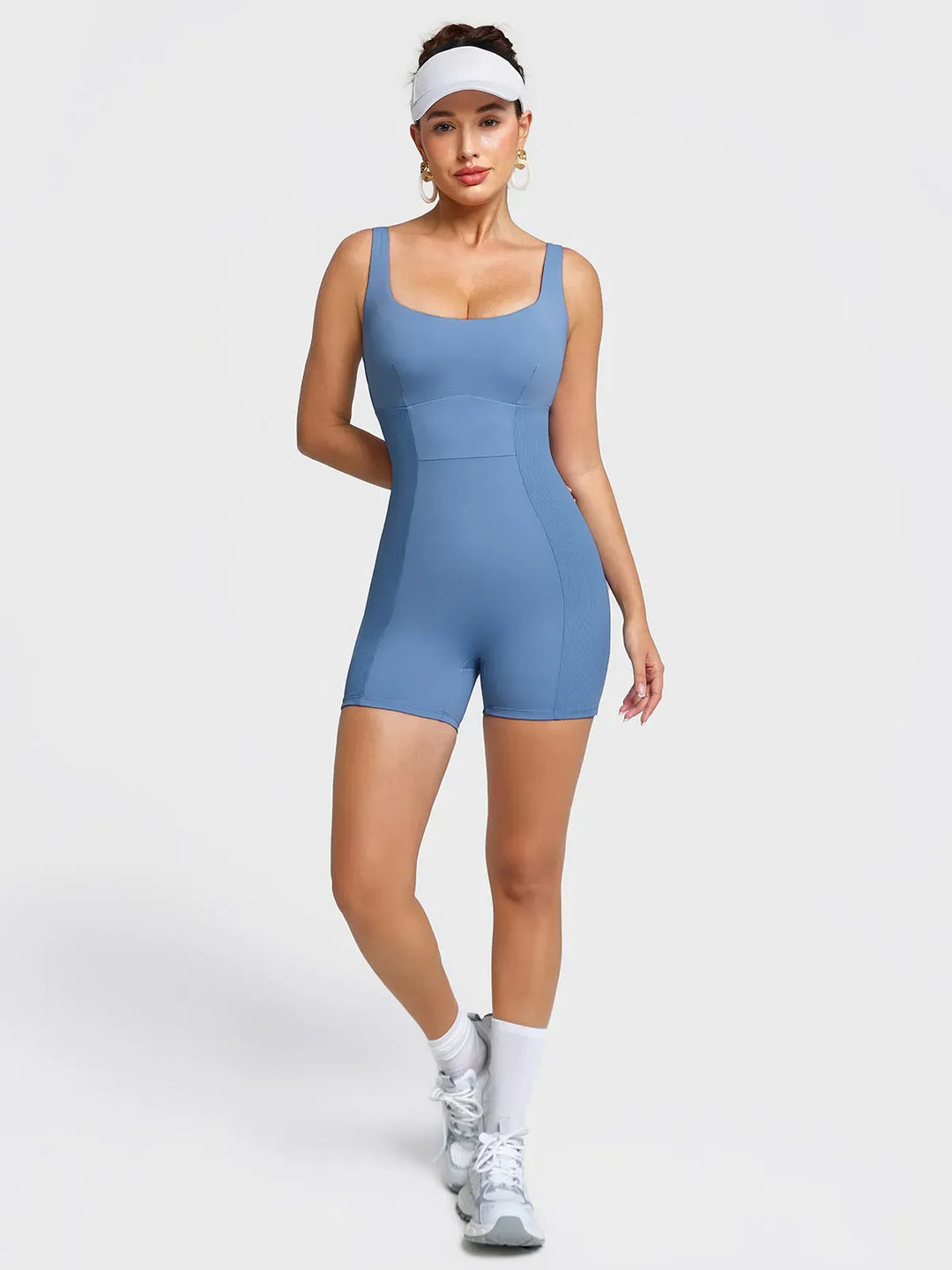 Square Neck Tummy Control Strappy Romper