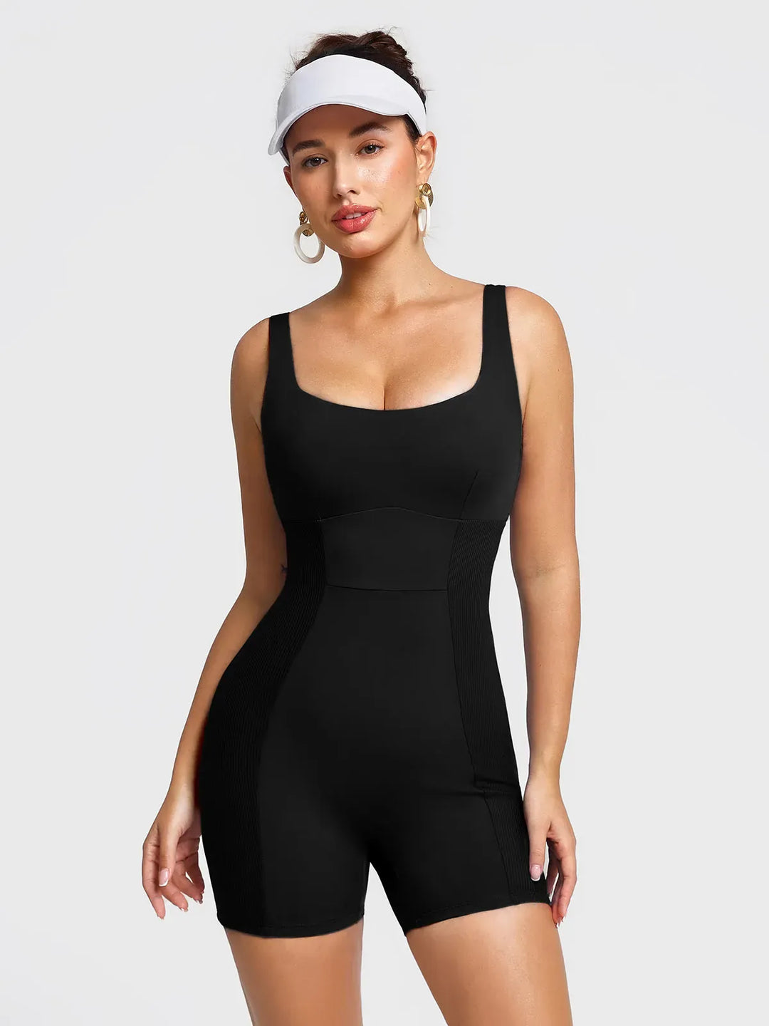 Square Neck Tummy Control Strappy Romper