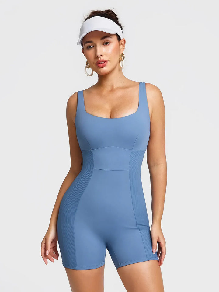 Square Neck Tummy Control Strappy Romper