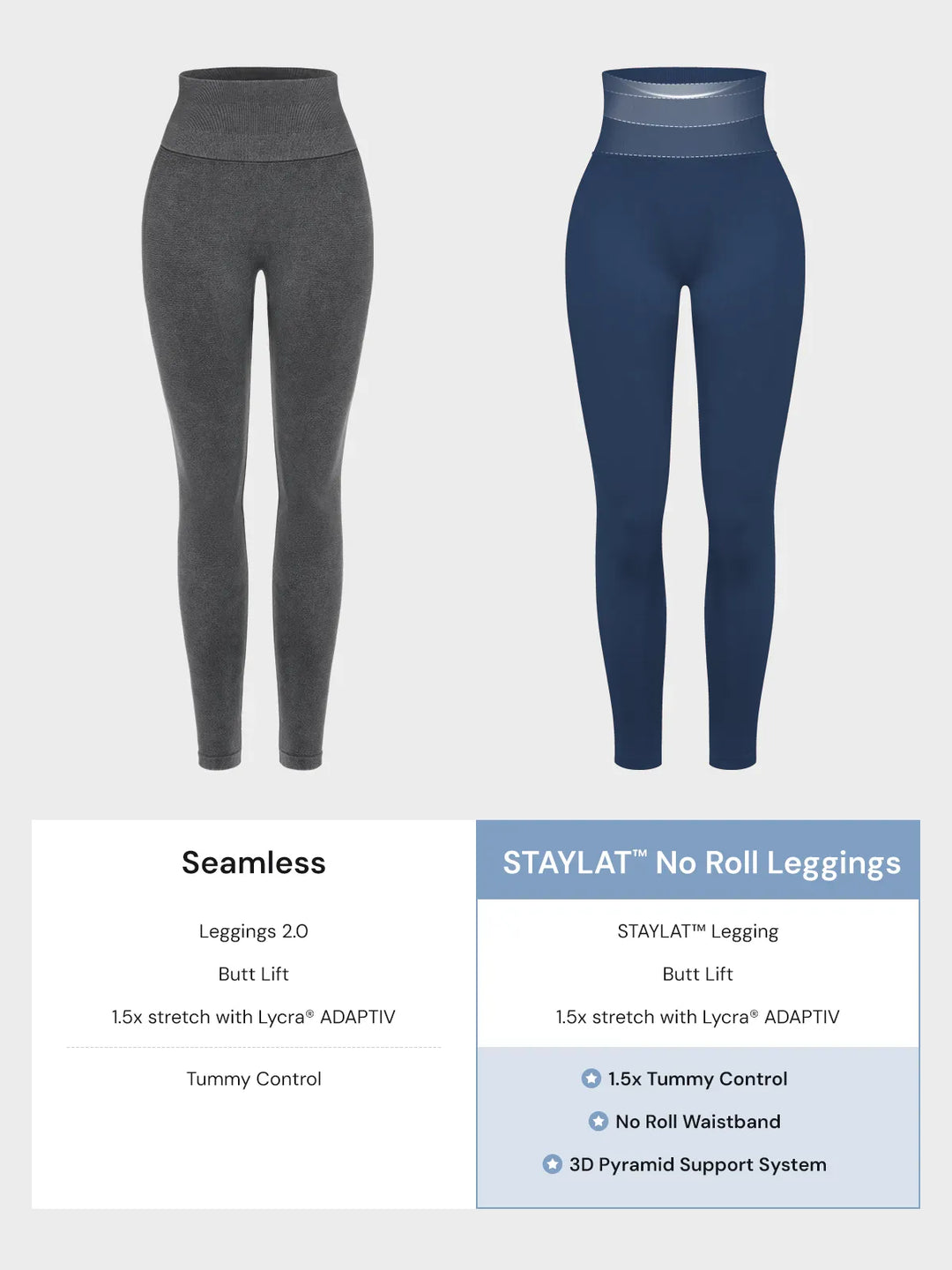 STAYLAT™ No-Roll Waistband Seamless Tummy Control Leggings Gen 3