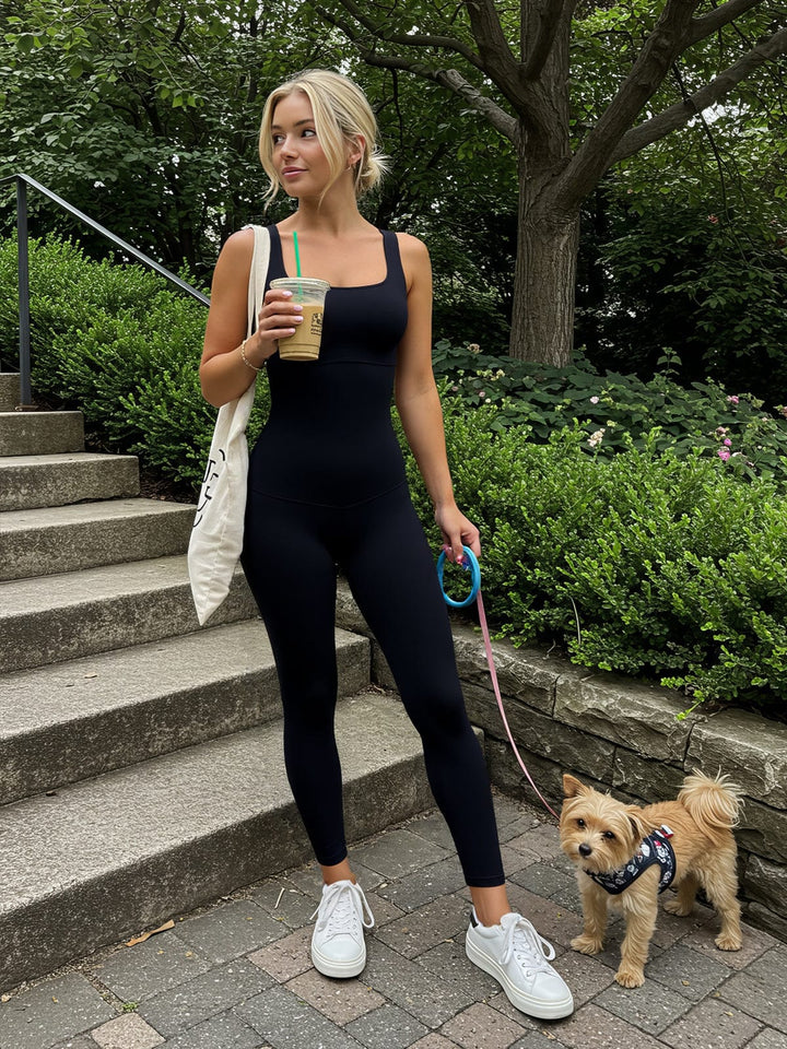 Thigh Slimming Bodycon Workout Jumpsuit