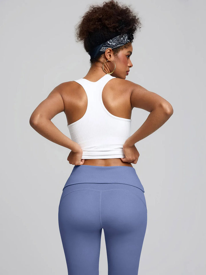 Tummy Control Adjustable Foldover Flare Leggings