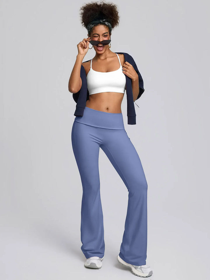 Tummy Control Adjustable Foldover Flare Leggings