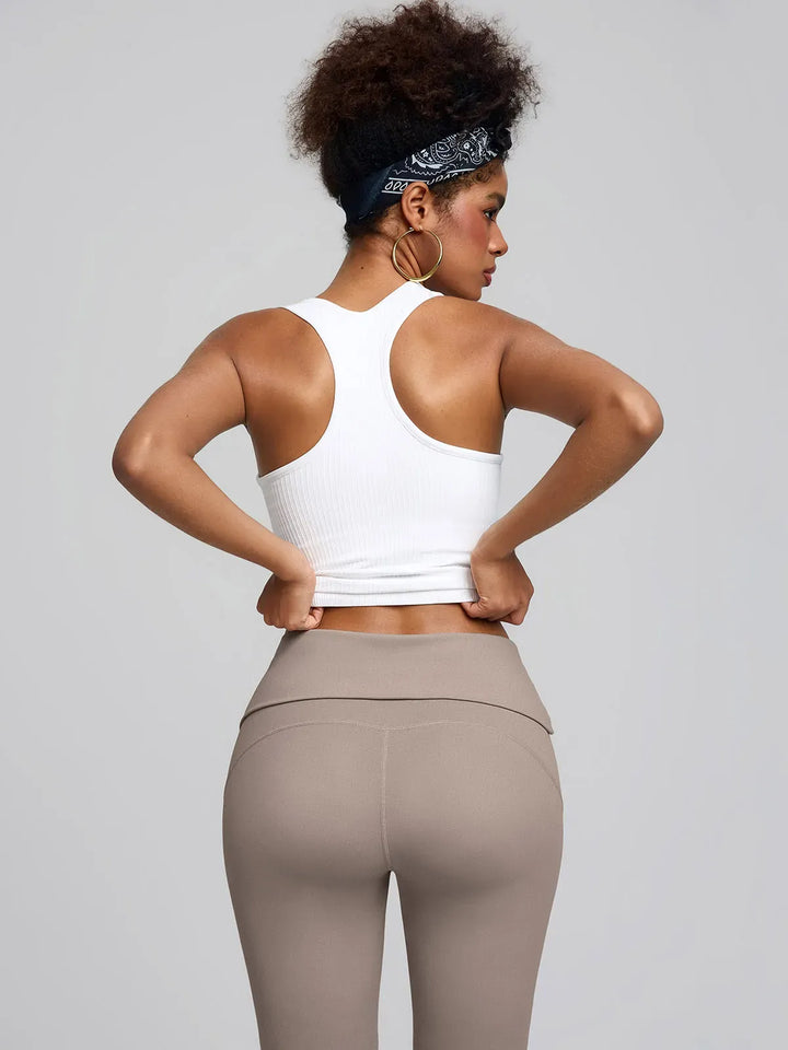 Tummy Control Adjustable Foldover Flare Leggings