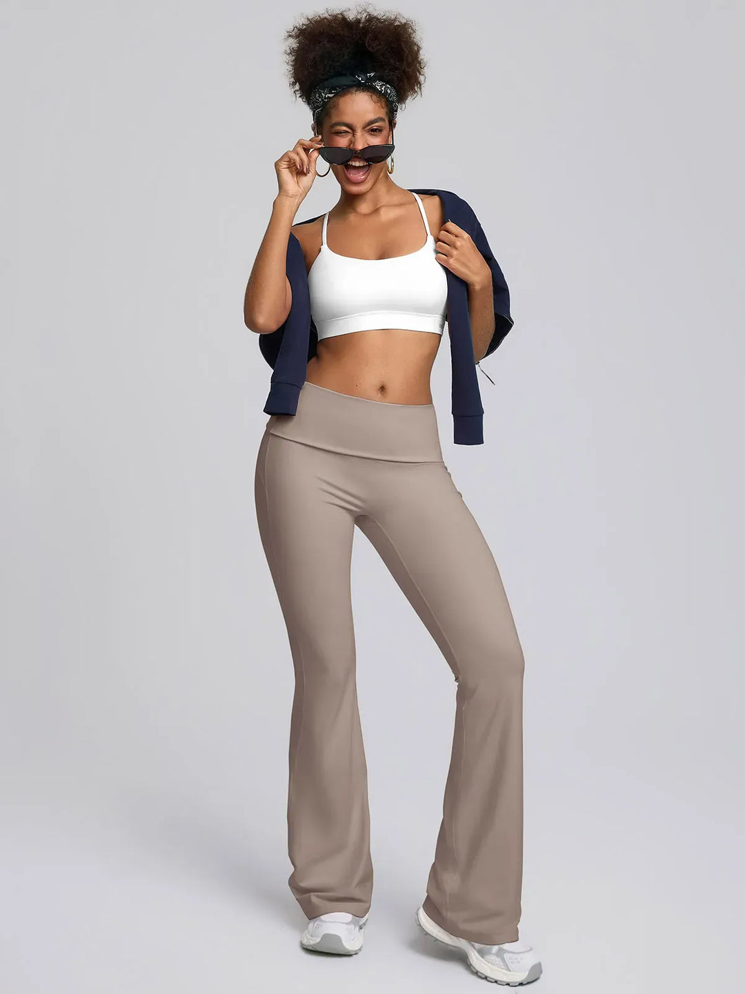 Tummy Control Adjustable Foldover Flare Leggings