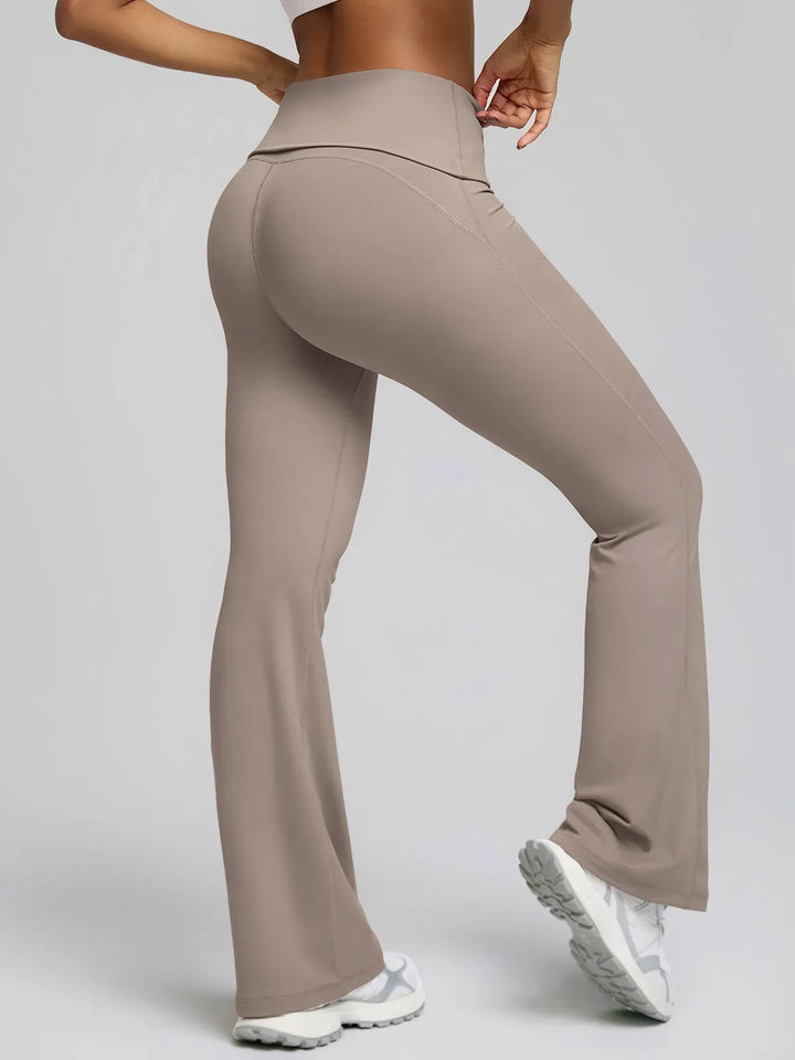 Tummy Control Adjustable Foldover Flare Leggings