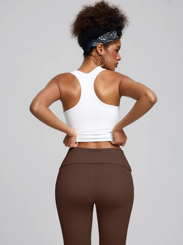 Tummy Control Adjustable Foldover Flare Leggings