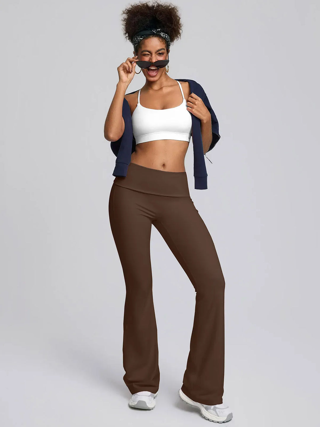 Tummy Control Adjustable Foldover Flare Leggings