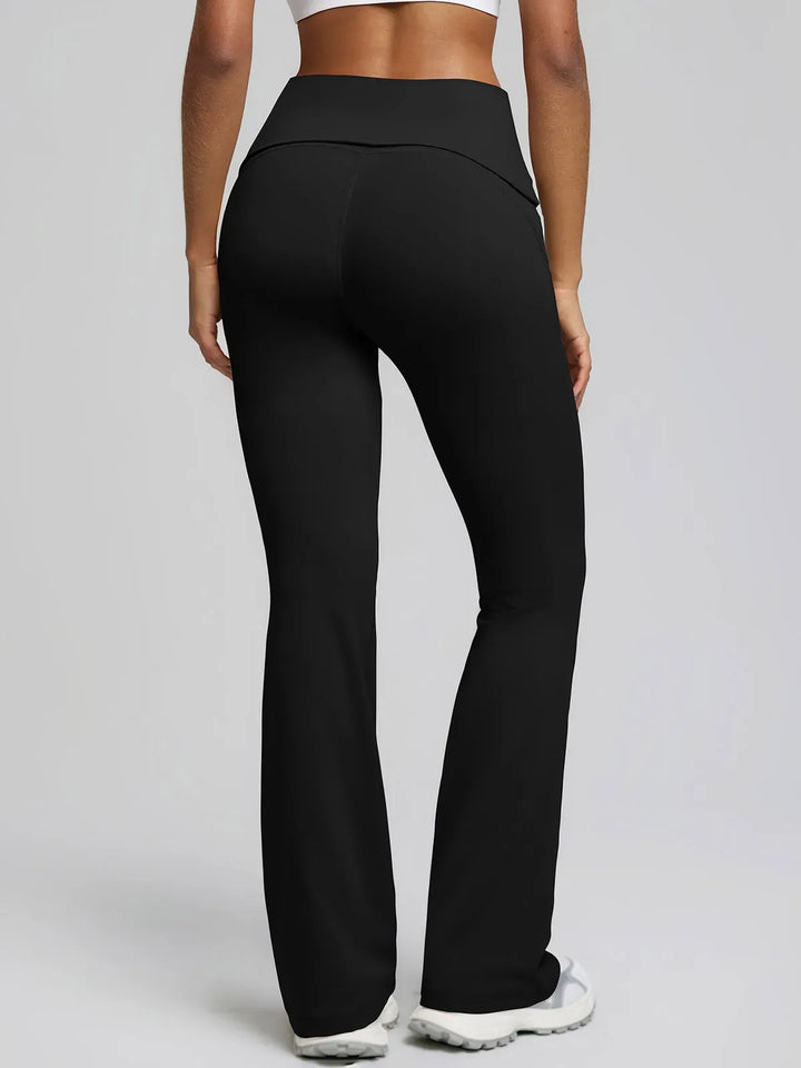 Tummy Control Adjustable Foldover Flare Leggings