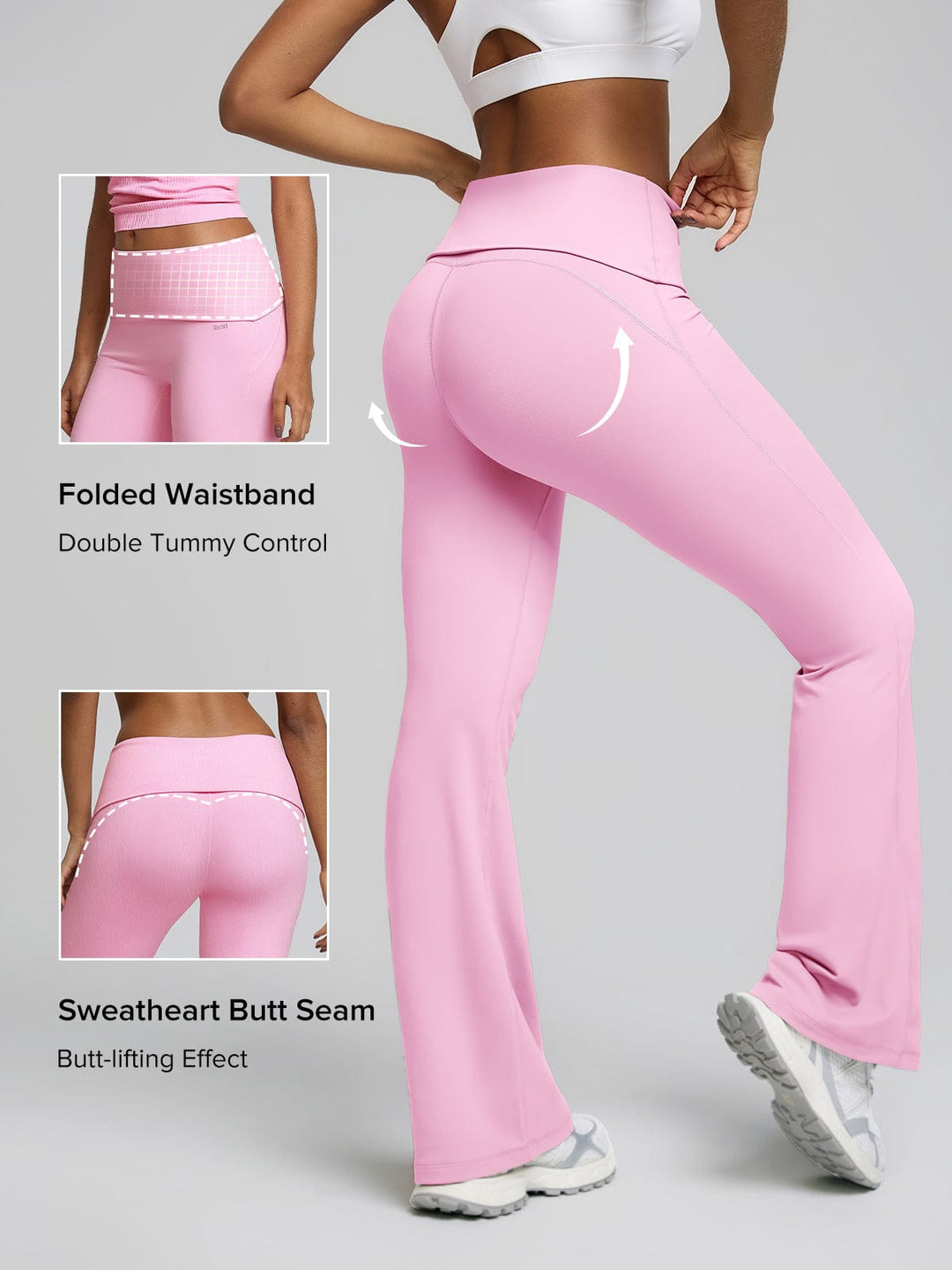 Tummy Control Adjustable Foldover Flare Leggings