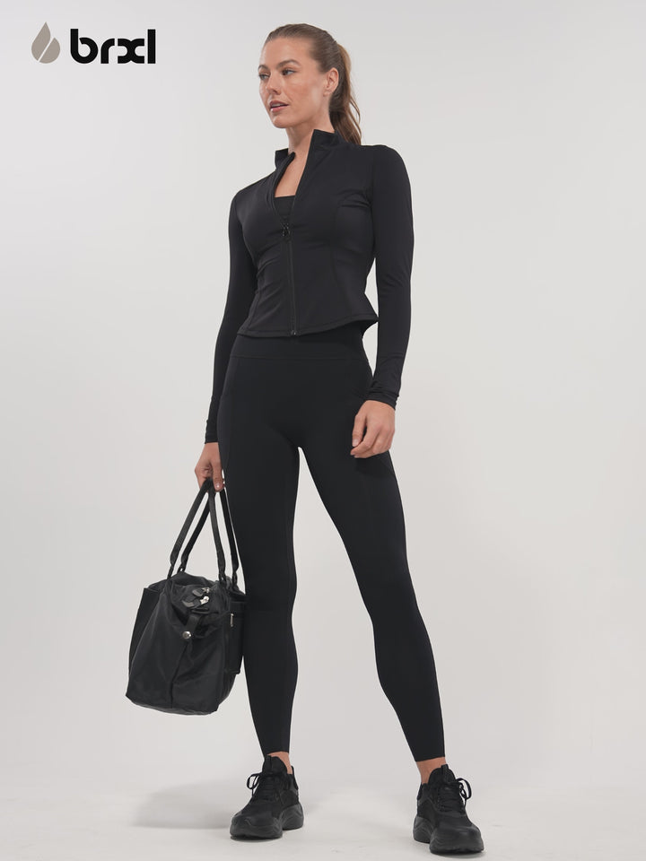 Slim Form Zip Front Jacket Sculpted Leggings Set