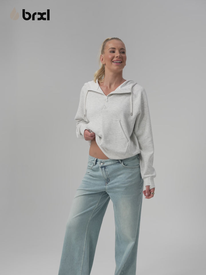 Oversized Cropped Zip-Up Comfort Hoodie
