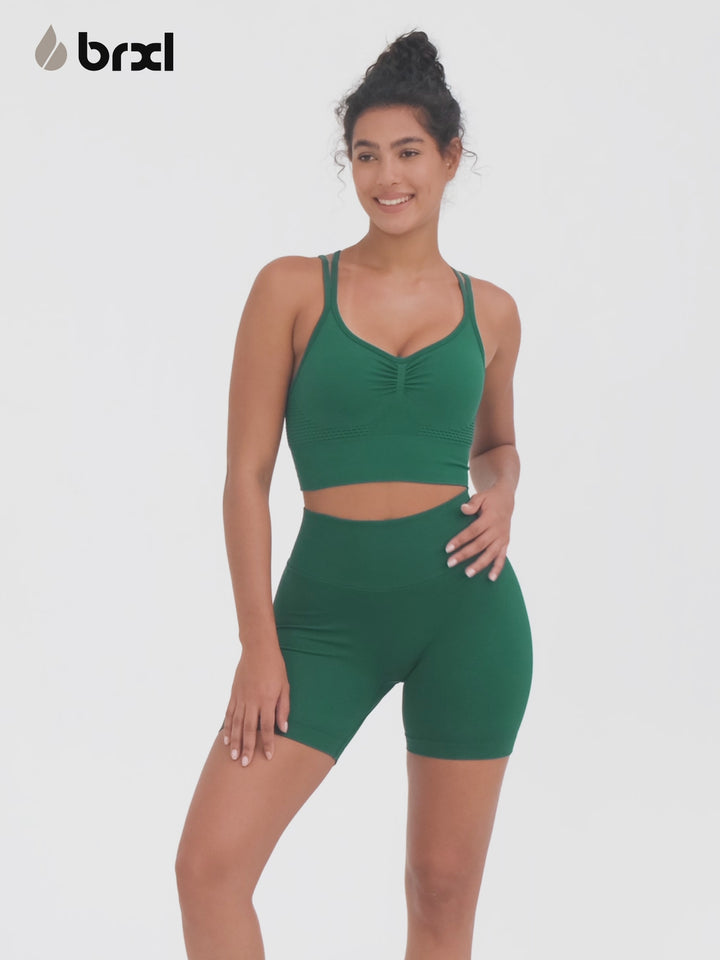 Seamless Criss Cross Spaghetti Racerback Sports Bra