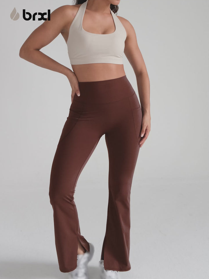 High Rise Flared Side Pockets Scrunch Leggings
